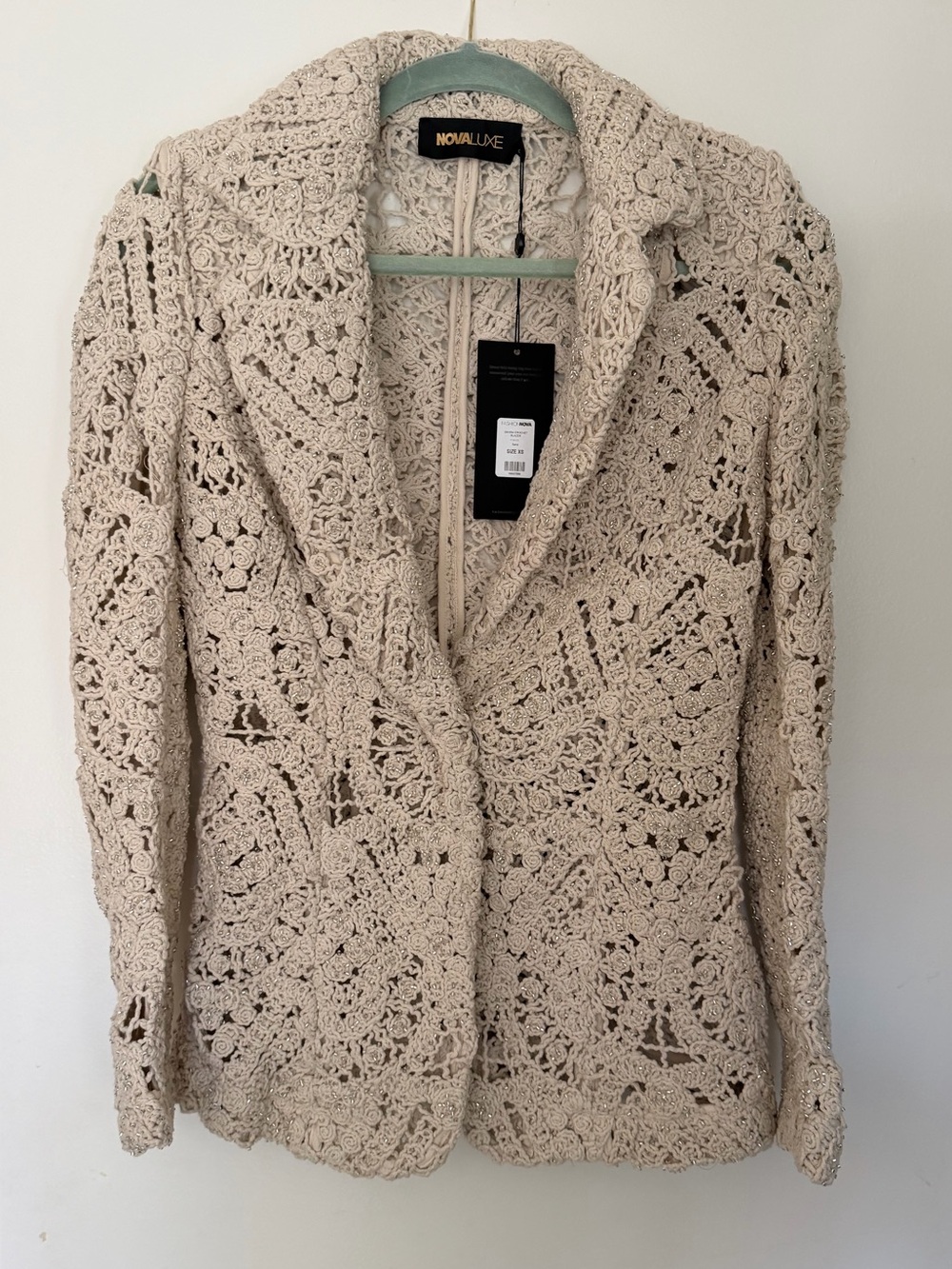 NWT* XS NOVA LUXE Crochet Openwork Blazer - Cream